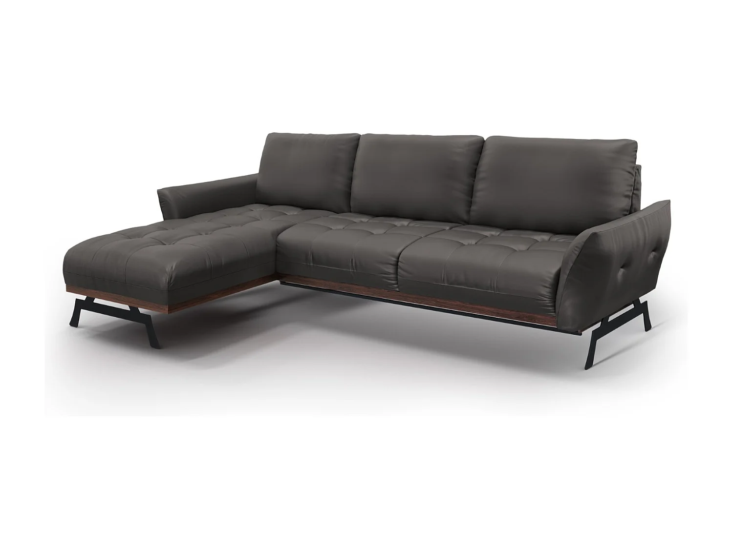 CXL by Christian Lacroix - Narożnik lewy panoramiczny, "Olivier" 4 miejsca skóra naturalna, szary ciemny - 264x171x87cm