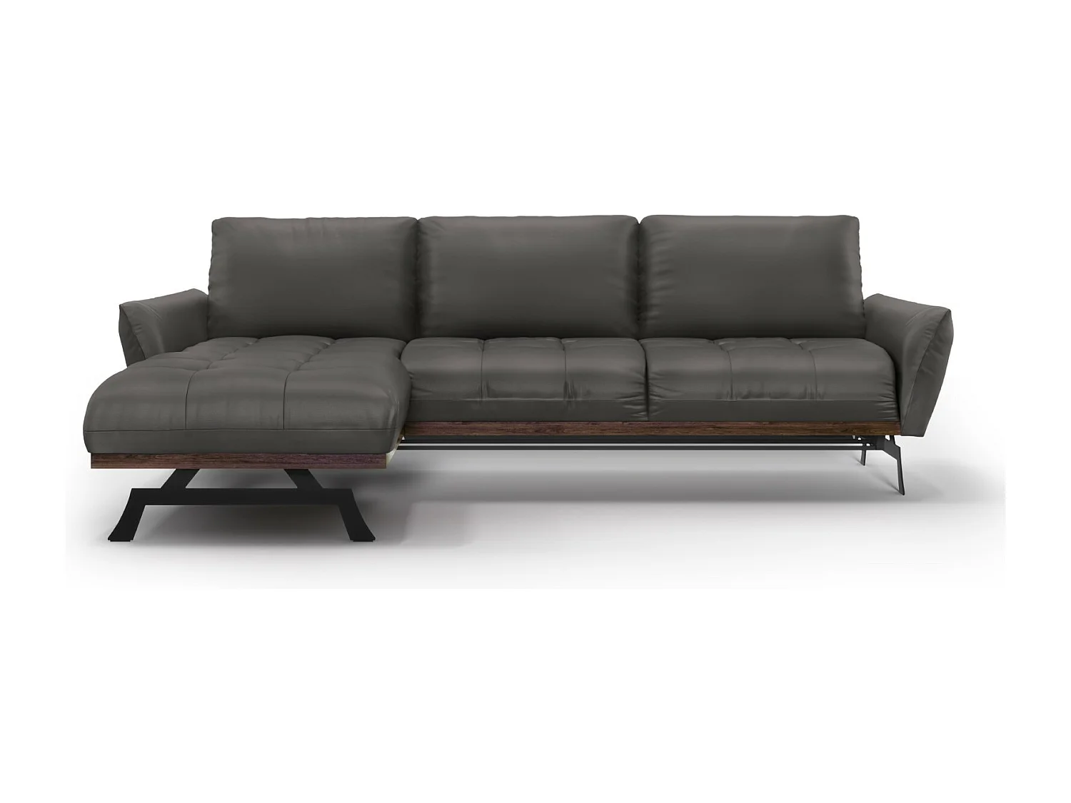 CXL by Christian Lacroix - Narożnik lewy panoramiczny, "Olivier" 4 miejsca skóra naturalna, szary ciemny - 264x171x87cm