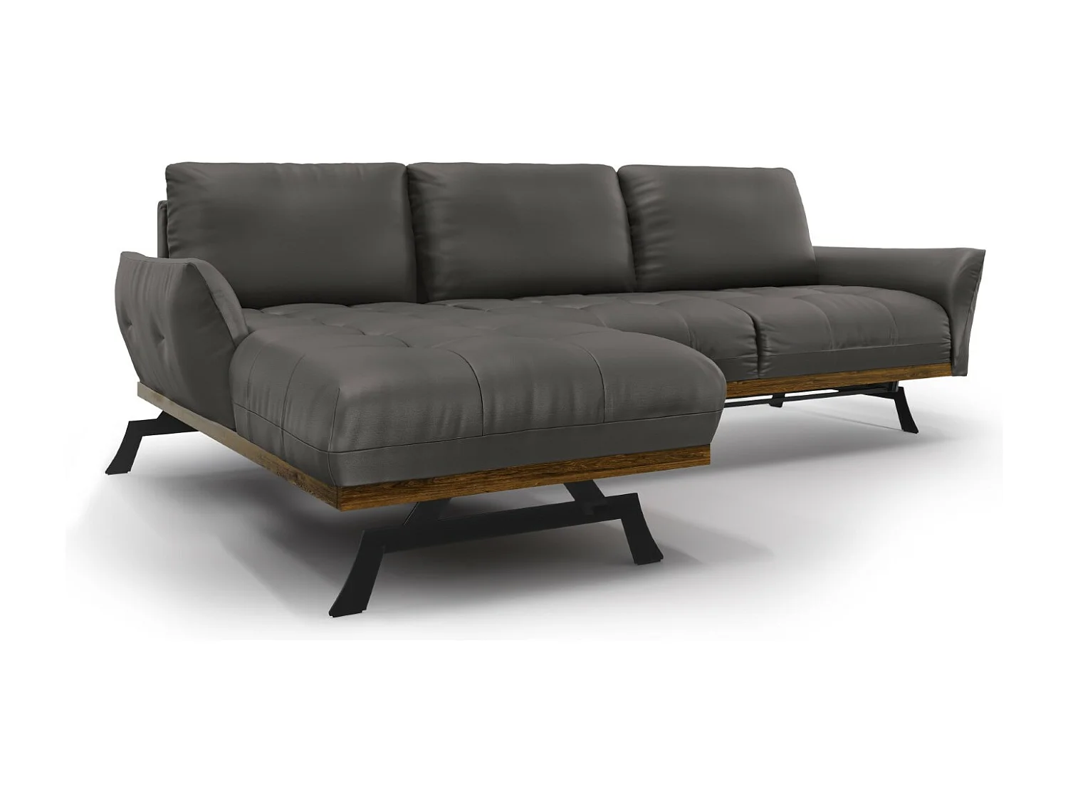 CXL by Christian Lacroix - Narożnik lewy panoramiczny, "Olivier" 4 miejsca skóra naturalna, szary ciemny - 264x171x87cm