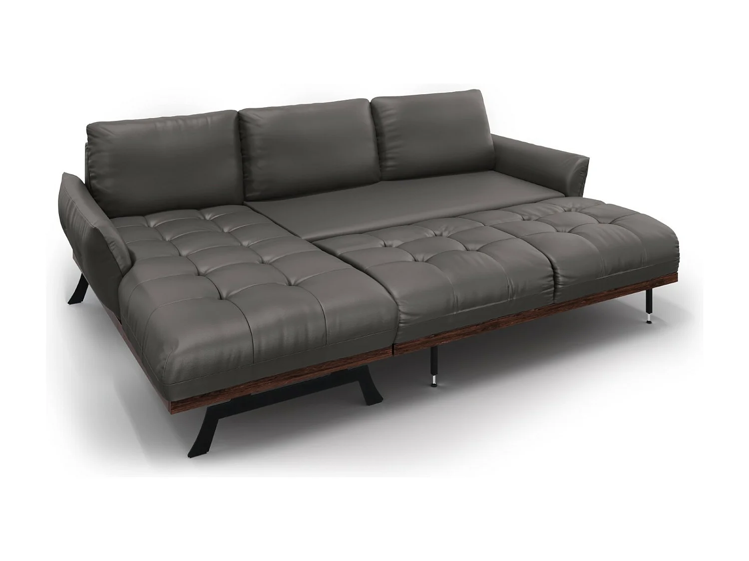 CXL by Christian Lacroix - Narożnik lewy panoramiczny, "Olivier" 4 miejsca skóra naturalna, szary ciemny - 264x171x87cm