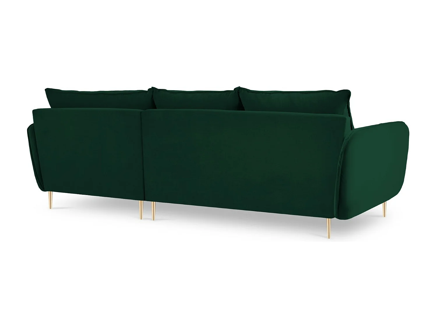 Cosmopolitan Design - Divano angolare destro "Vienna" 5 posti in velluto verde bottiglia - 255x170x95cm