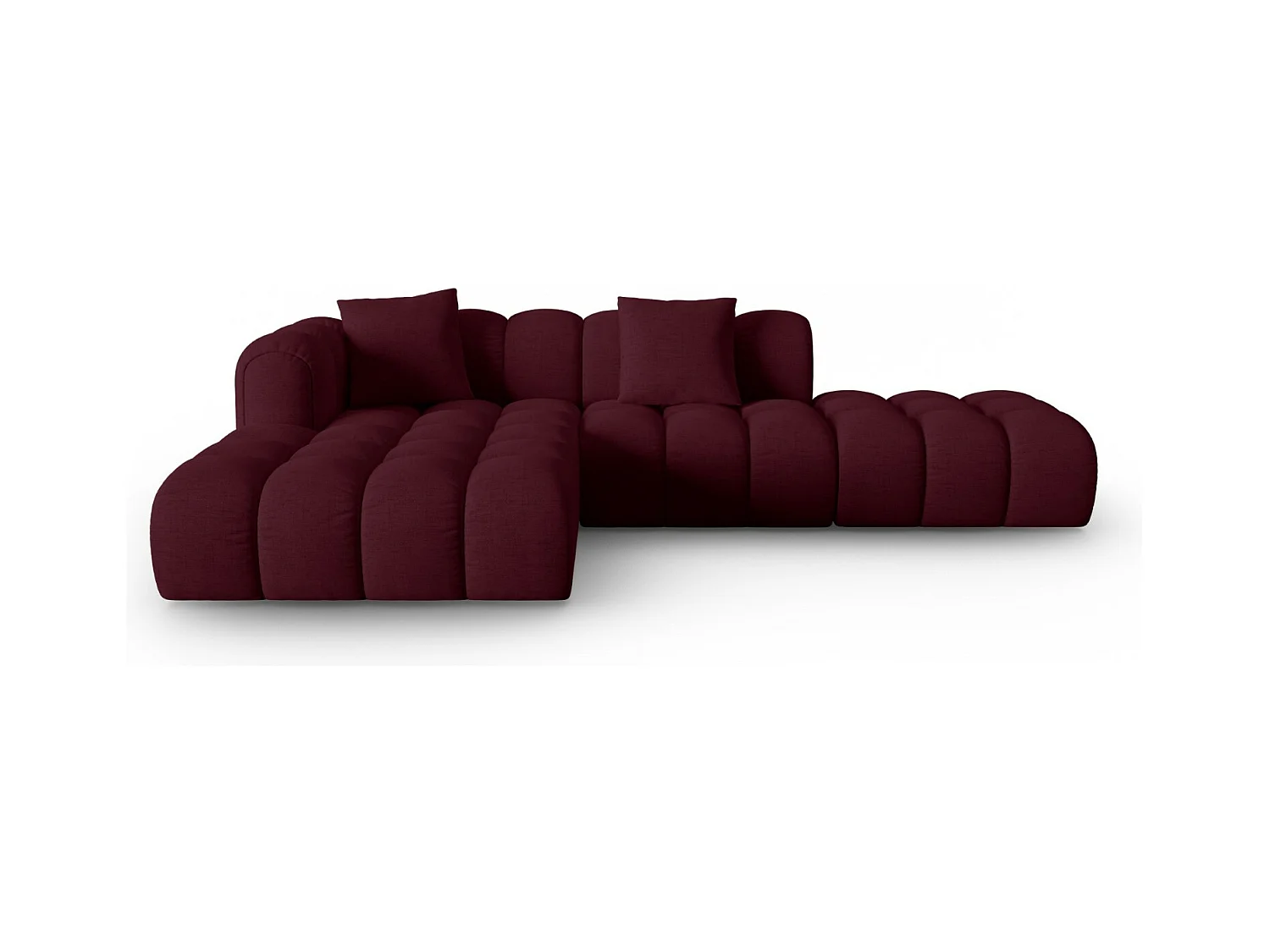 CXL by Christian Lacroix - Canapé d'angle gauche modulable "Clotilde" 4 places en tissu structurel bordeaux - 309x190x70cm
