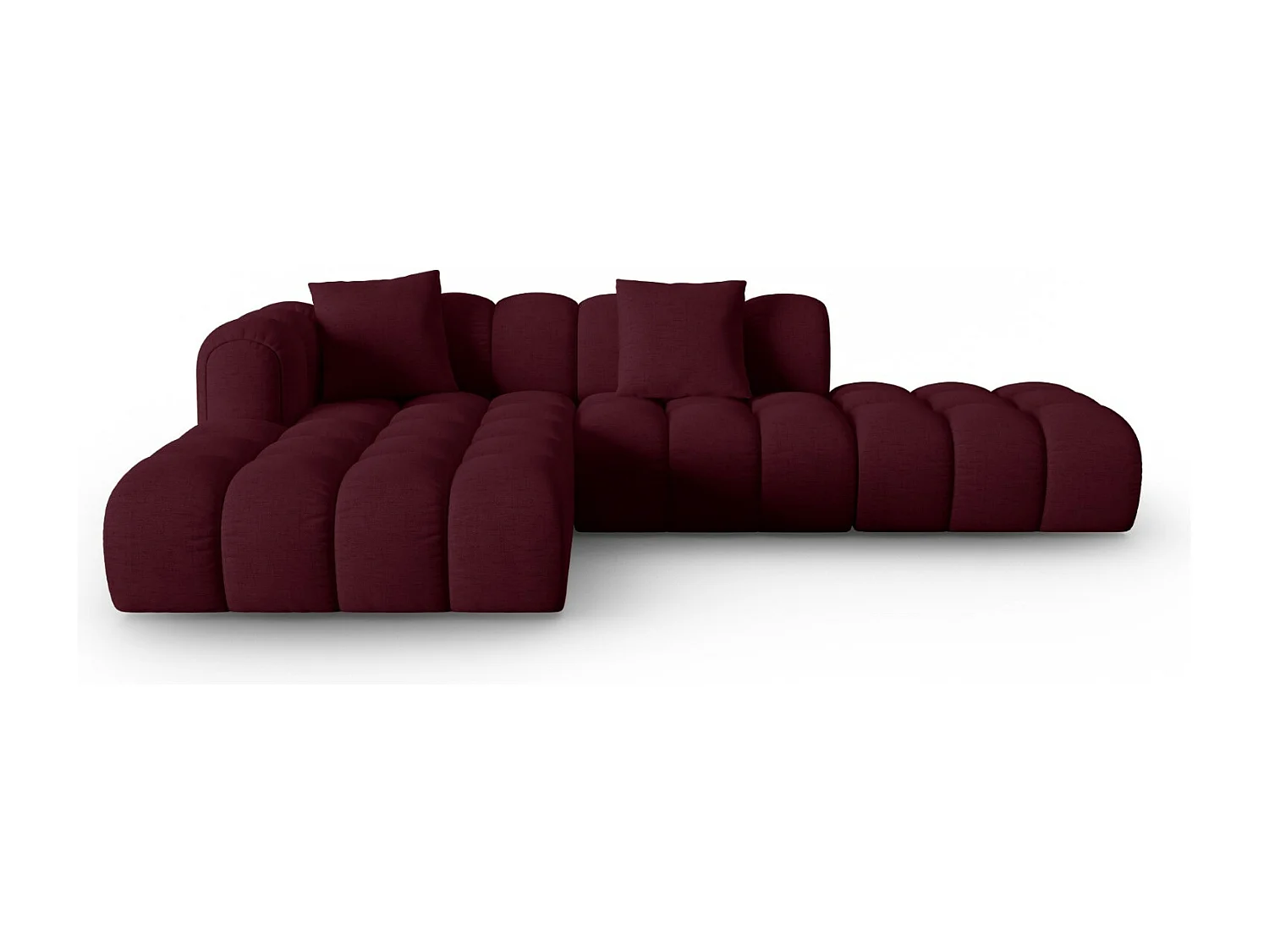 CXL by Christian Lacroix - Canapé d'angle gauche modulable "Clotilde" 4 places en tissu structurel bordeaux - 309x190x70cm