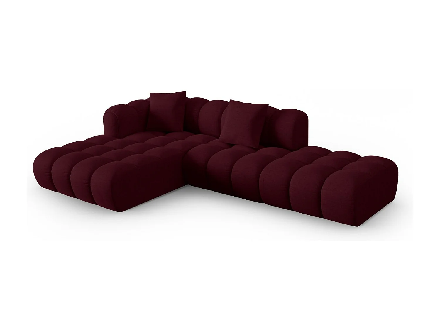 CXL by Christian Lacroix - Canapé d'angle gauche modulable "Clotilde" 4 places en tissu structurel bordeaux - 309x190x70cm