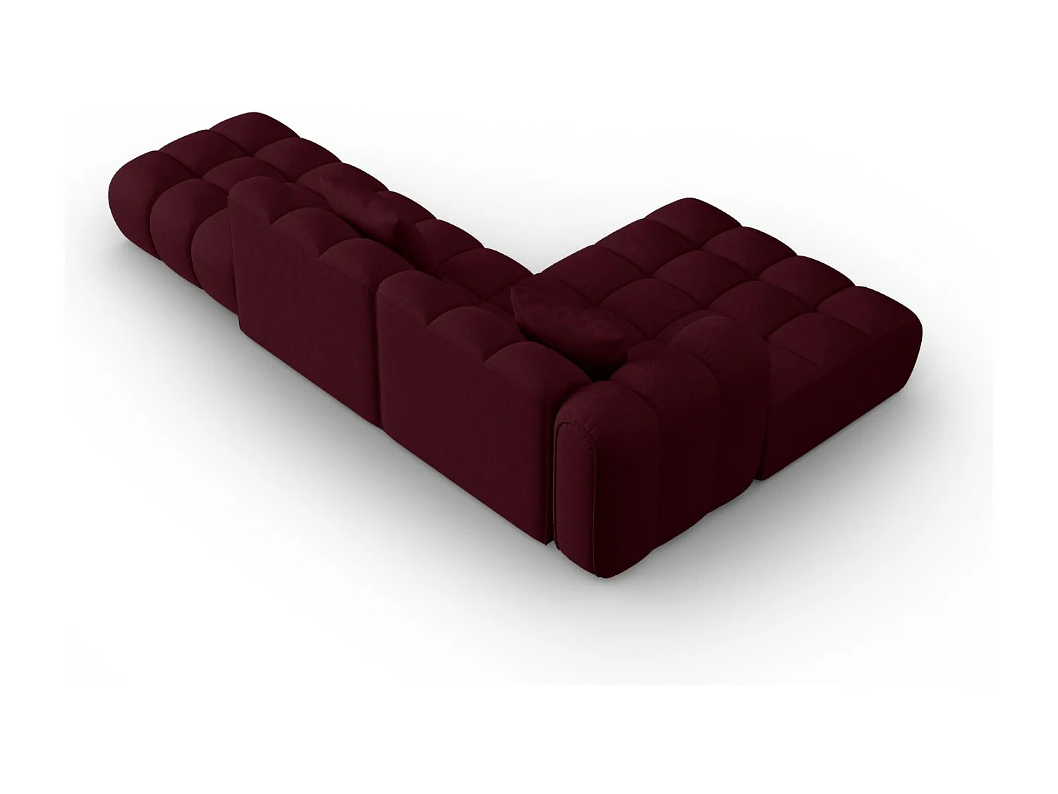 CXL by Christian Lacroix - Canapé d'angle gauche modulable "Clotilde" 4 places en tissu structurel bordeaux - 309x190x70cm