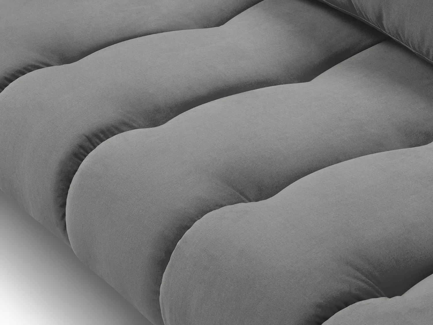 Cosmopolitan Design - Sofá esquinero derecho "Hastings" 5 plazas de terciopelo gris - 301x216x75cm