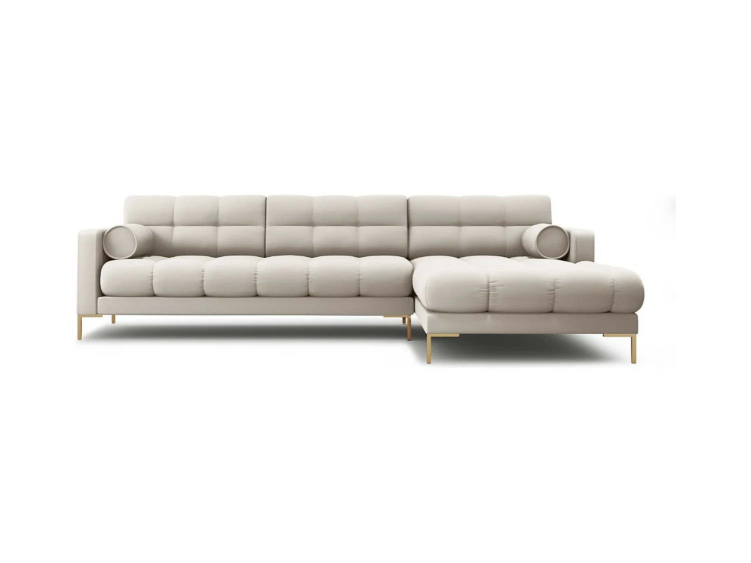 Cosmopolitan Design - Rechter hoekbank "Bali" 5 zitplaatsen, Structurele stof, Beige - 293x185x75cm