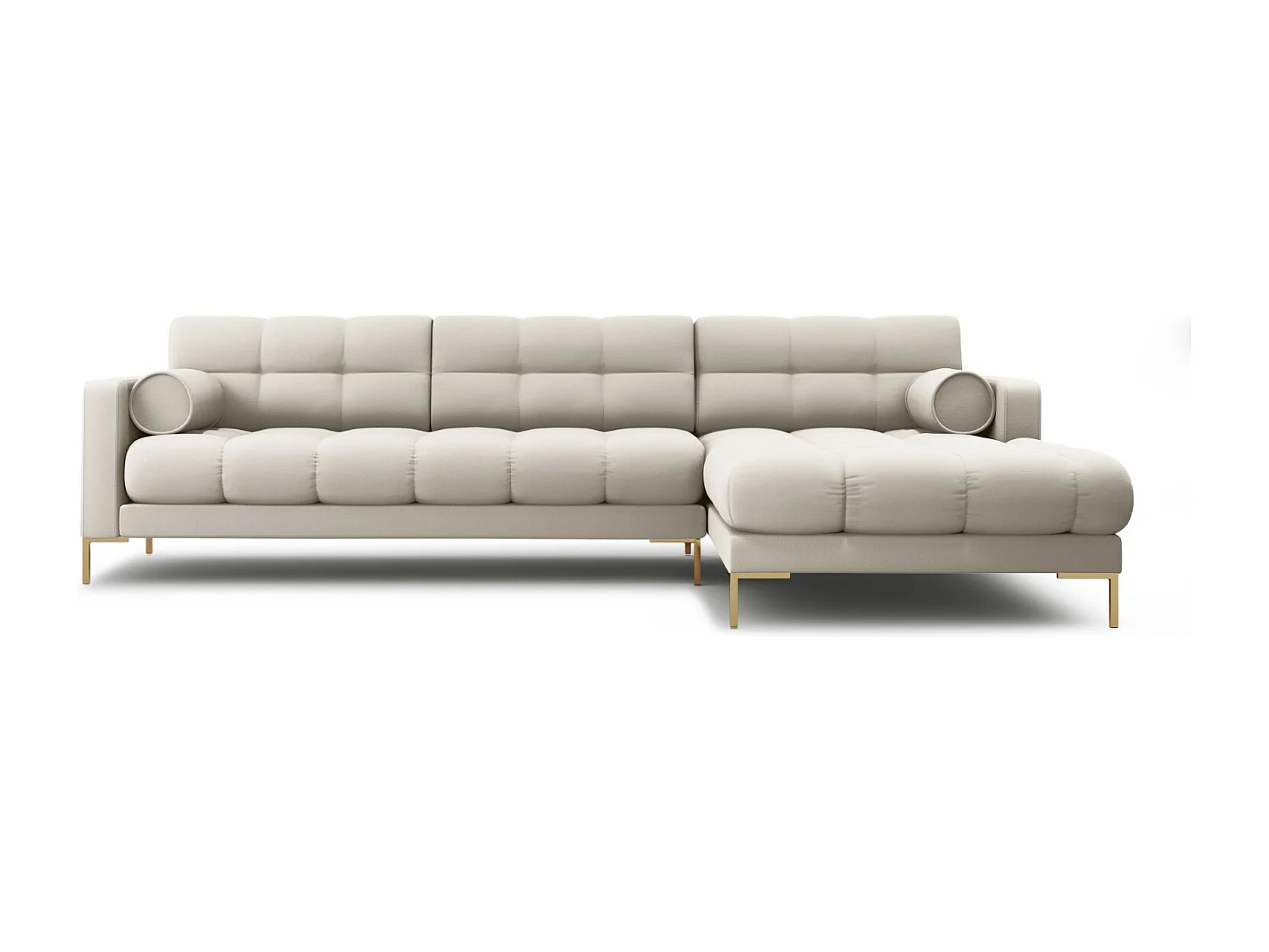 Cosmopolitan Design - Sofá de canto direito "Bali" 5 lugares em tecido estrutural bege - 293x185x75cm