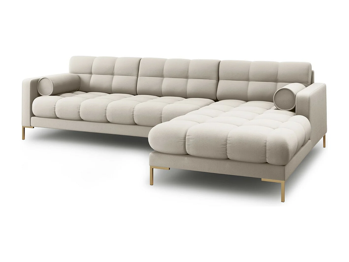 Cosmopolitan Design - Sofá de canto direito "Bali" 5 lugares em tecido estrutural bege - 293x185x75cm