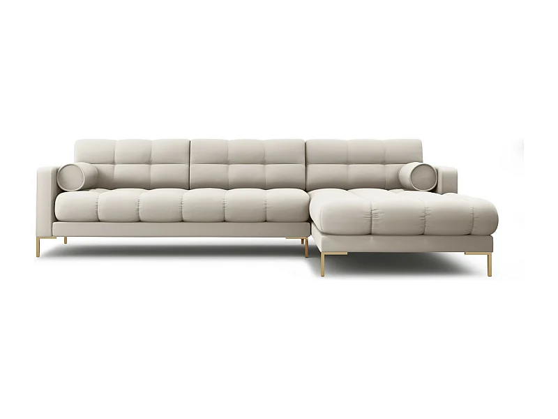 Cosmopolitan Design - Divano angolare destro "Bali" 5 posti in tessuto strutturato beige - 293x185x75cm