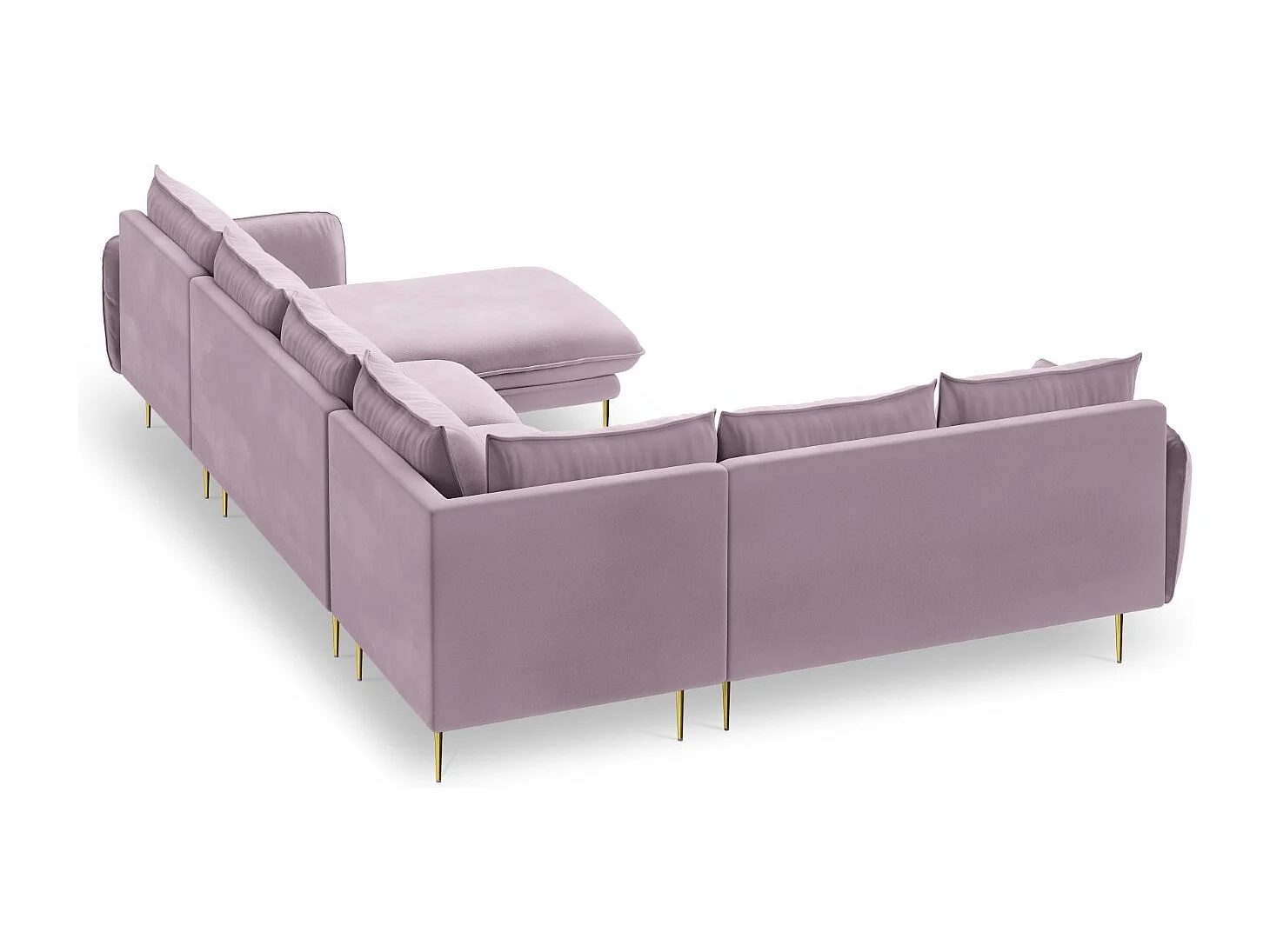 Cosmopolitan Design - Narożnik lewy panoramiczny, "Vienna" 7 miejsc welur, lawenda - 330x235x95cm