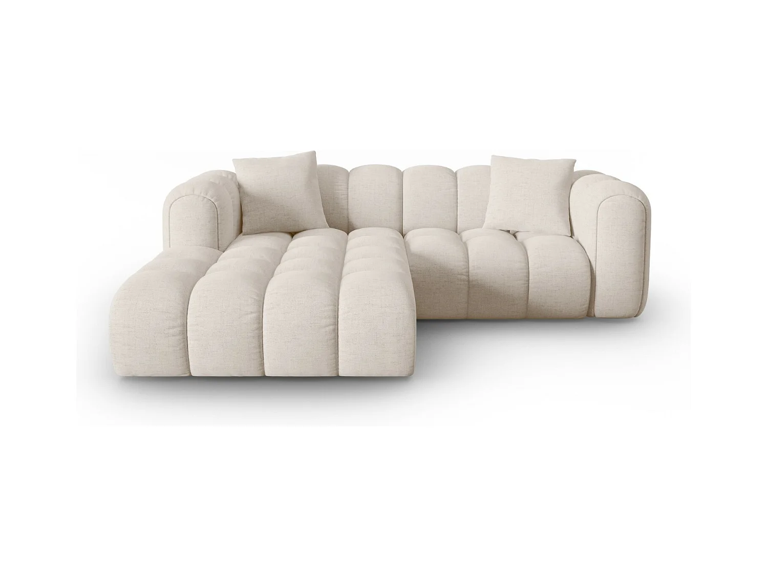 CXL by Christian Lacroix - Modulaire hoekbank links "Clotilde" 3 zitplaatsen, Structurele stof, Beige - 187x190x70cm