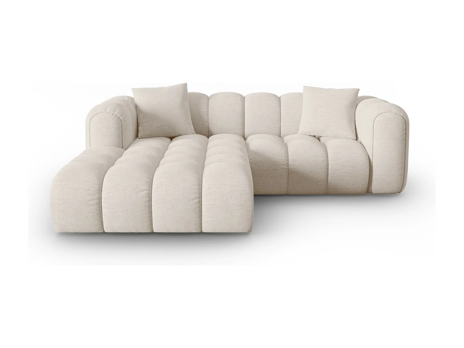 CXL by Christian Lacroix - Canapé d'angle gauche modulable "Clotilde" 3 places en tissu structurel beige - 187x190x70cm