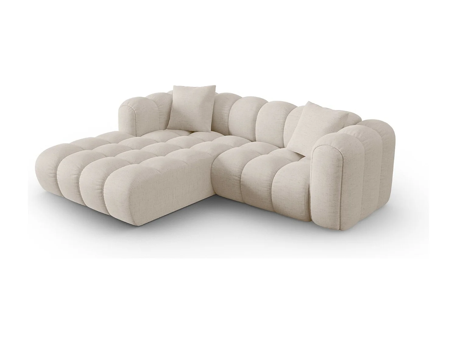 CXL by Christian Lacroix - Canapé d'angle gauche modulable "Clotilde" 3 places en tissu structurel beige - 187x190x70cm