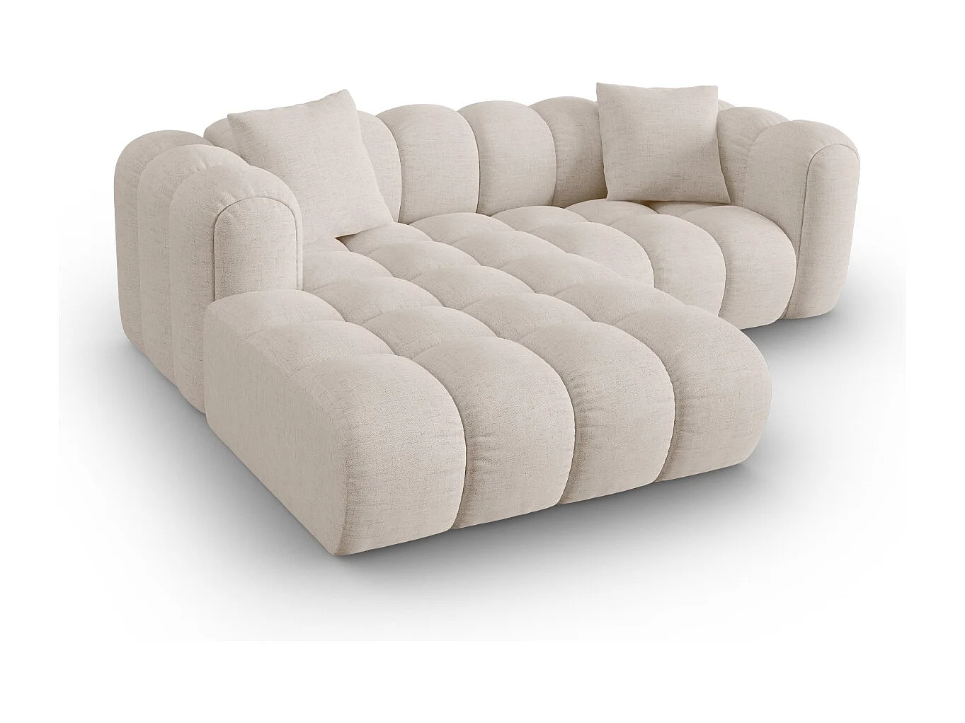 CXL by Christian Lacroix - Canapé d'angle gauche modulable "Clotilde" 3 places en tissu structurel beige - 187x190x70cm