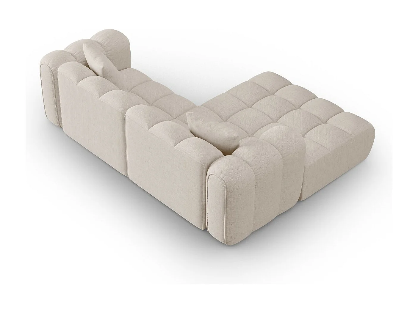 CXL by Christian Lacroix - Canapé d'angle gauche modulable "Clotilde" 3 places en tissu structurel beige - 187x190x70cm