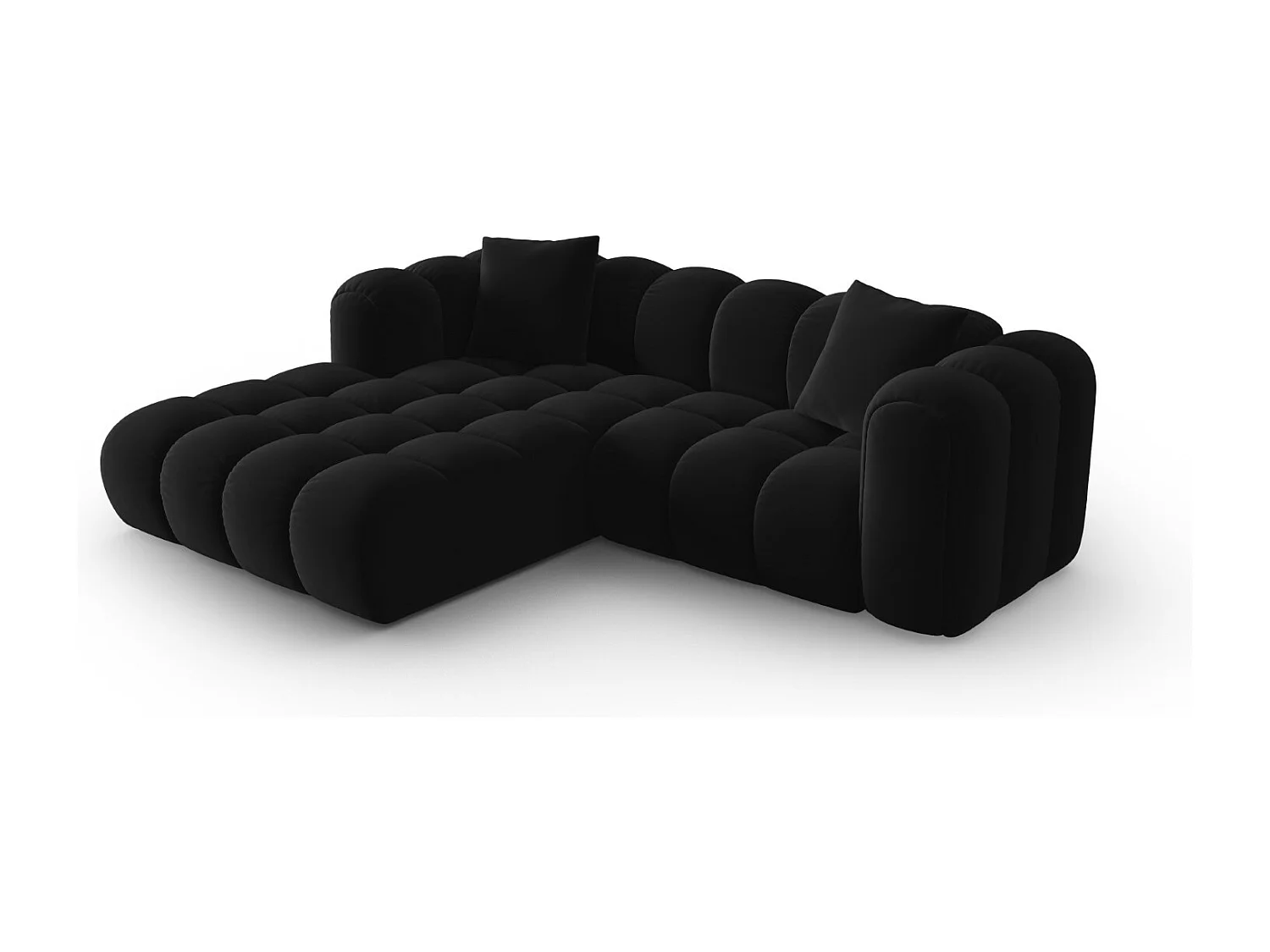 CXL by Christian Lacroix - Divano angolare modulare sinistro "Clotilde" 3 posti in velluto nero - 187x190x70cm