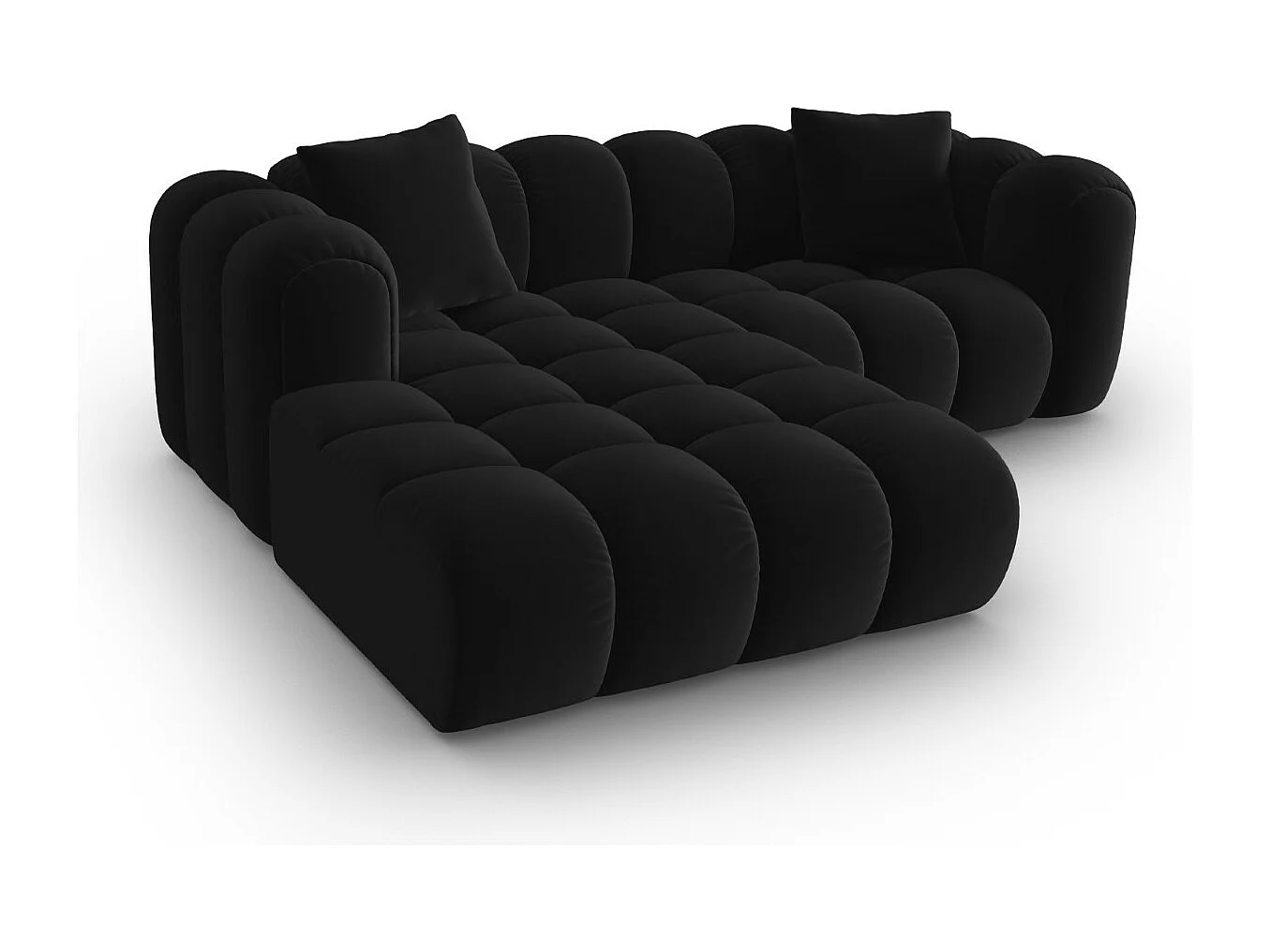 CXL by Christian Lacroix - Divano angolare modulare sinistro "Clotilde" 3 posti in velluto nero - 187x190x70cm