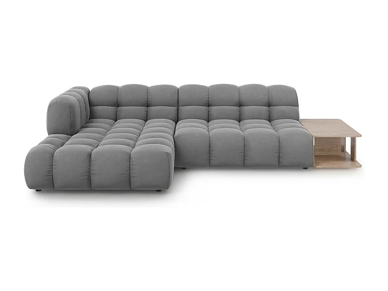 Cosmopolitan Design - Canapé d'angle gauche modulable "Sky" 4 places en velours gris clair - 297x162x75cm