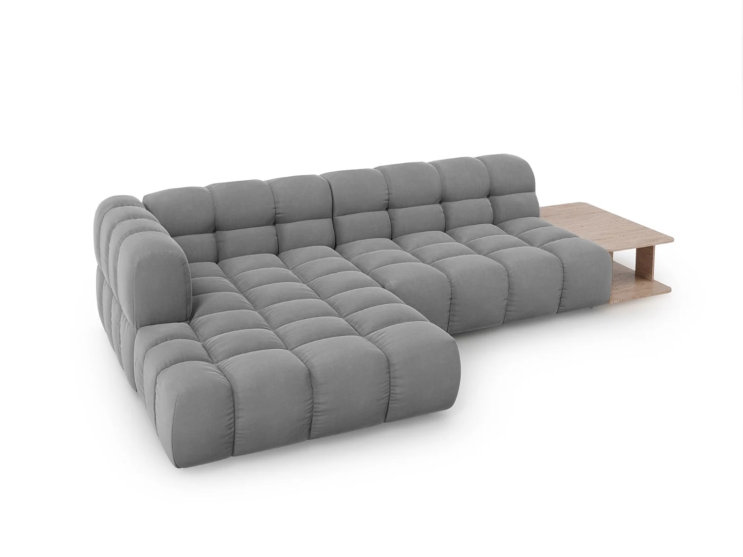 Cosmopolitan Design - 4-Sitzer modulares Ecksofa links "Sky" aus Samt hellgrau - 297x162x75cm