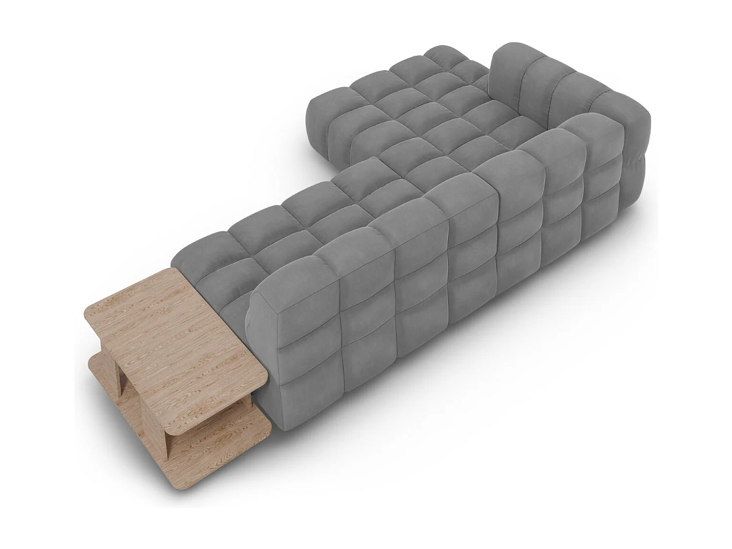 Cosmopolitan Design - Canapé d'angle gauche modulable "Sky" 4 places en velours gris clair - 297x162x75cm