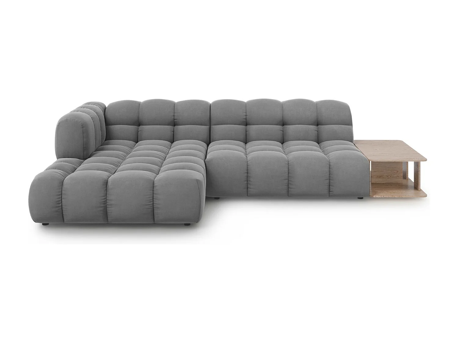 Cosmopolitan Design - Canapé d'angle gauche modulable "Sky" 4 places en velours gris clair - 297x162x75cm