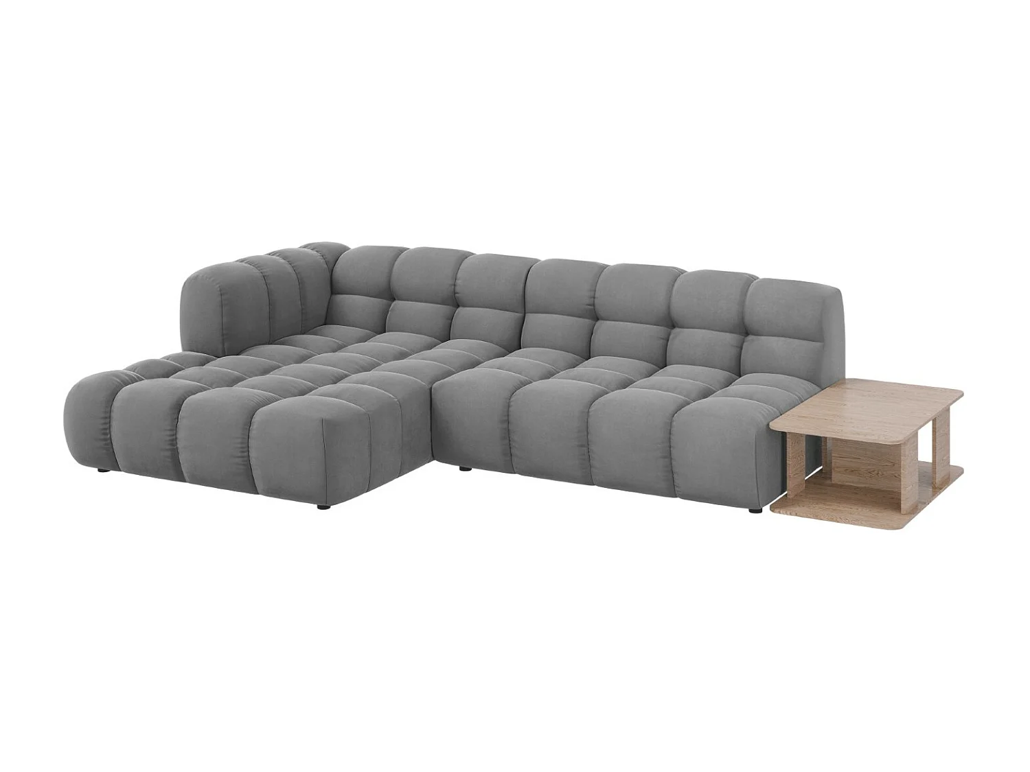 Cosmopolitan Design - Sofá modular de canto esquerdo "Sky" 4 lugares em veludo cinza claro - 297x162x75cm