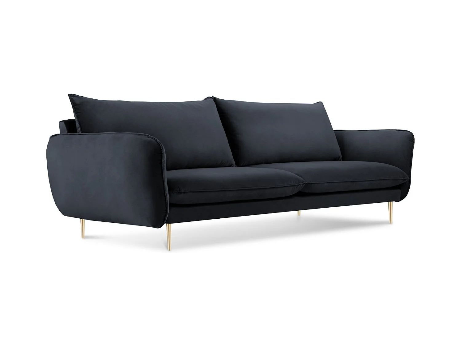 Cosmopolitan Design - Canapé "Vienna" 3 places en velours bleu foncé - 200x92x95cm