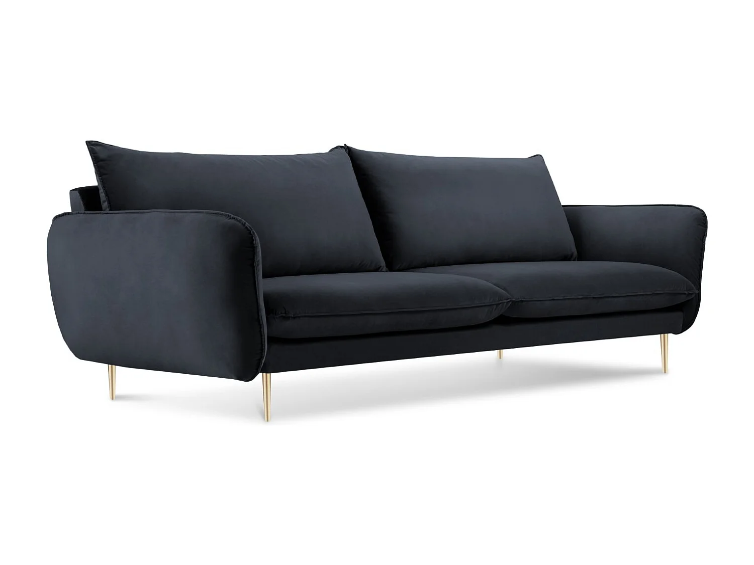 Cosmopolitan Design - Sofa, "Vienna" 3 miejsca welur, niebieski ciemny - 200x92x95cm