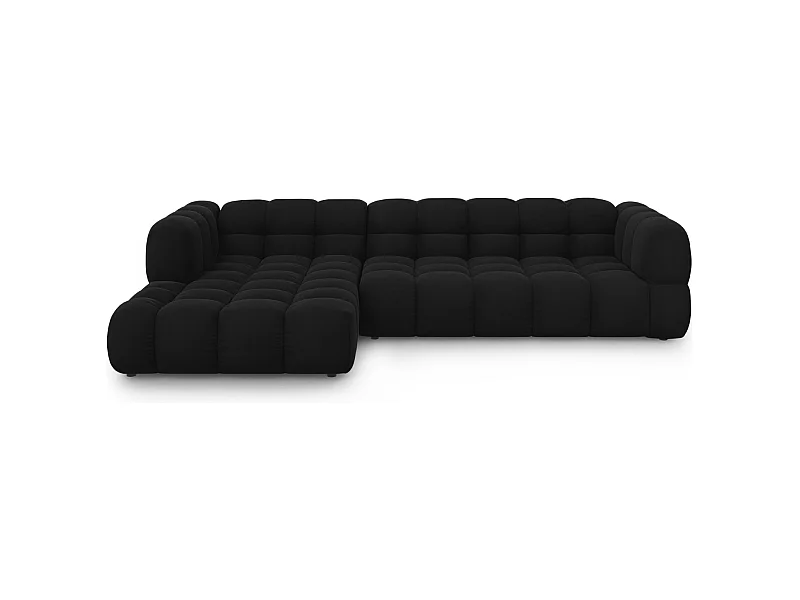 Cosmopolitan Design - 4-Sitzer modulares Ecksofa links "Sky" aus Samt schwarz - 300x162x75cm
