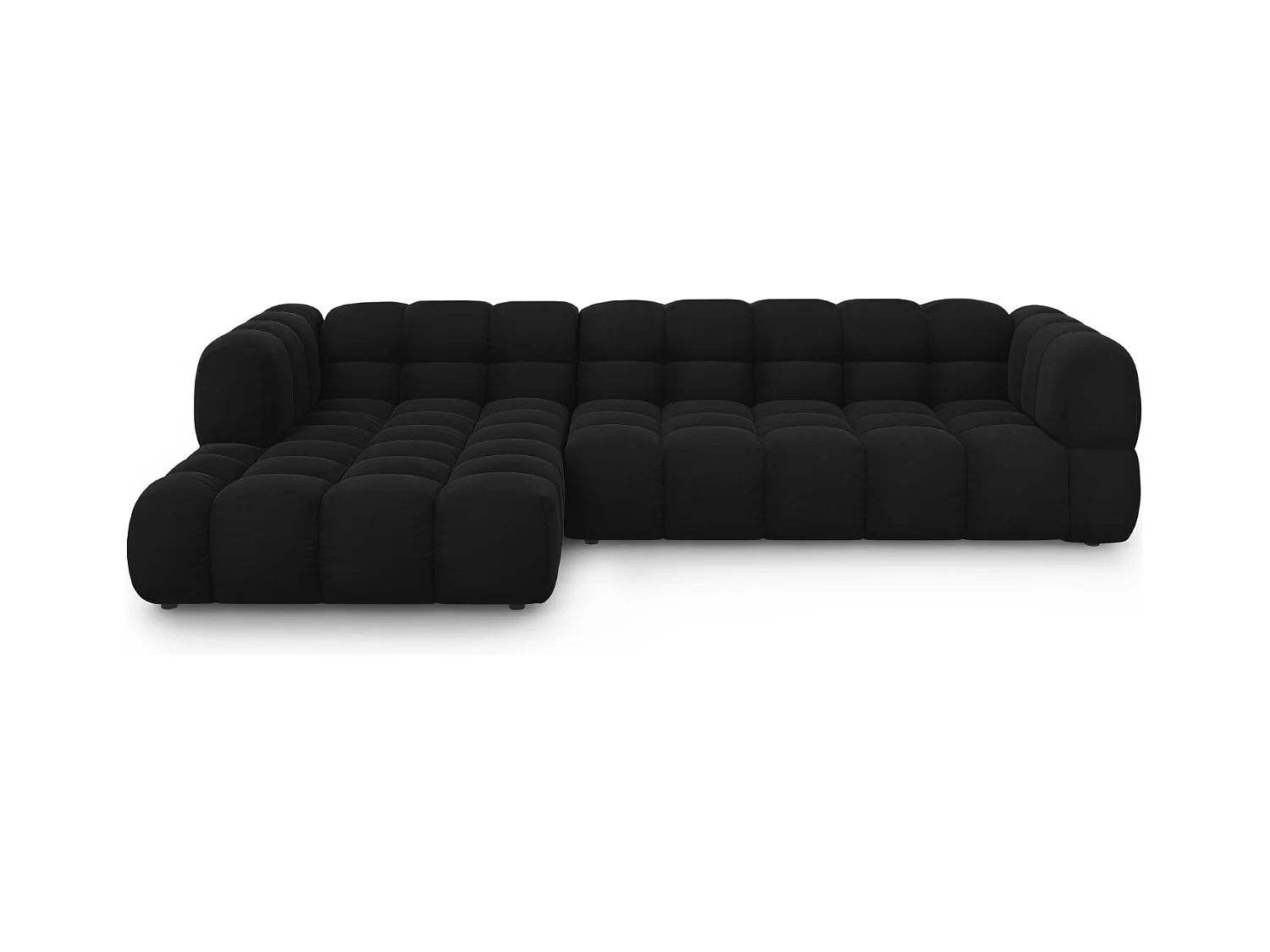 Cosmopolitan Design - Canapé d'angle gauche modulable "Sky" 4 places en velours noir - 300x162x75cm