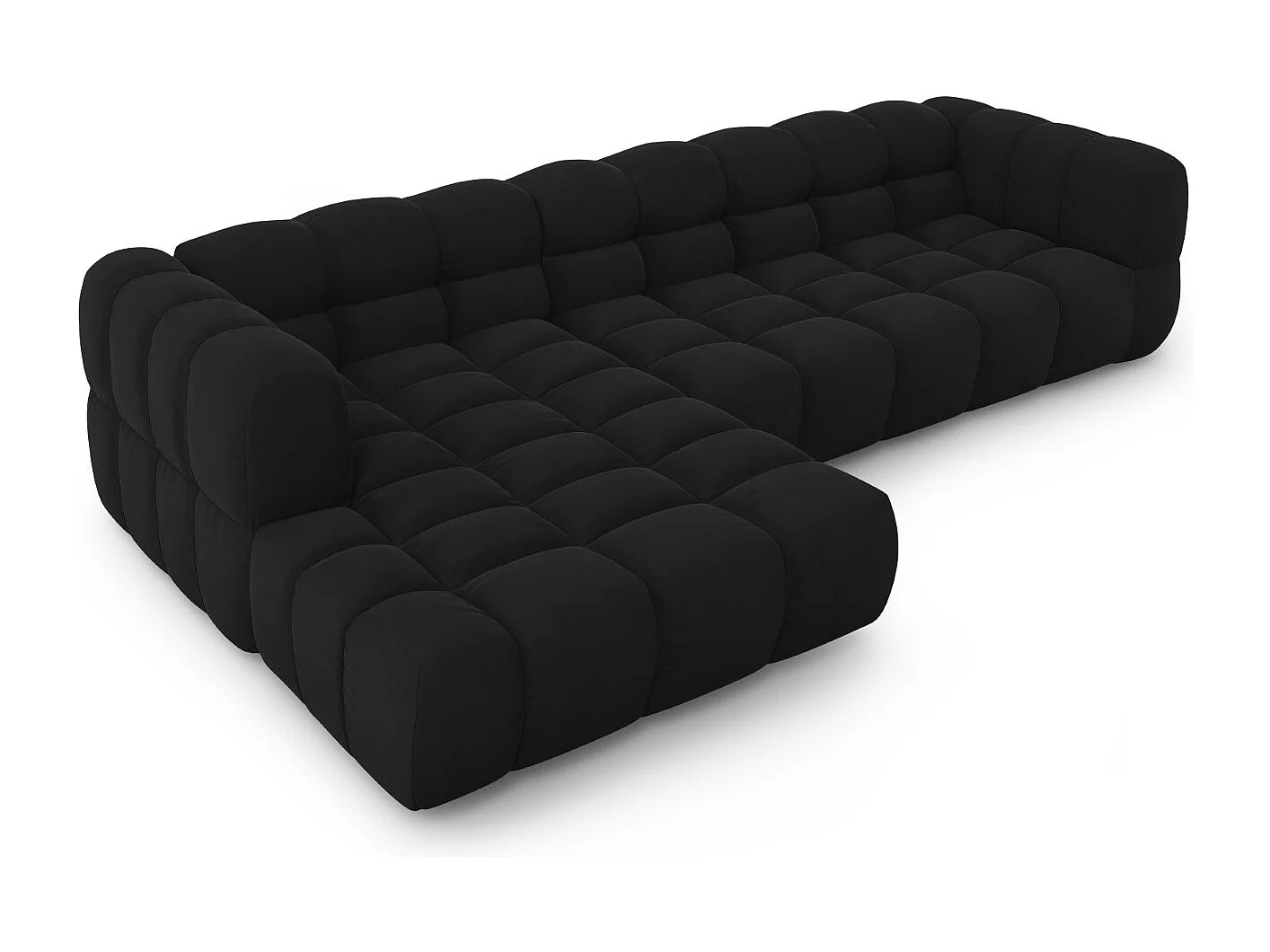 Cosmopolitan Design - Sofá modular de canto esquerdo "Sky" 4 lugares em veludo preto - 300x162x75cm