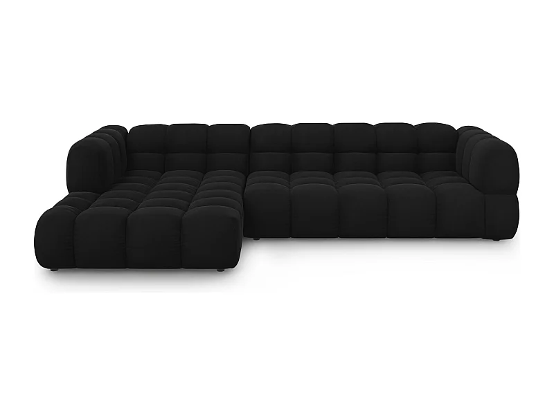 Cosmopolitan Design - Canapé d'angle gauche modulable "Sky" 4 places en velours noir - 300x162x75cm