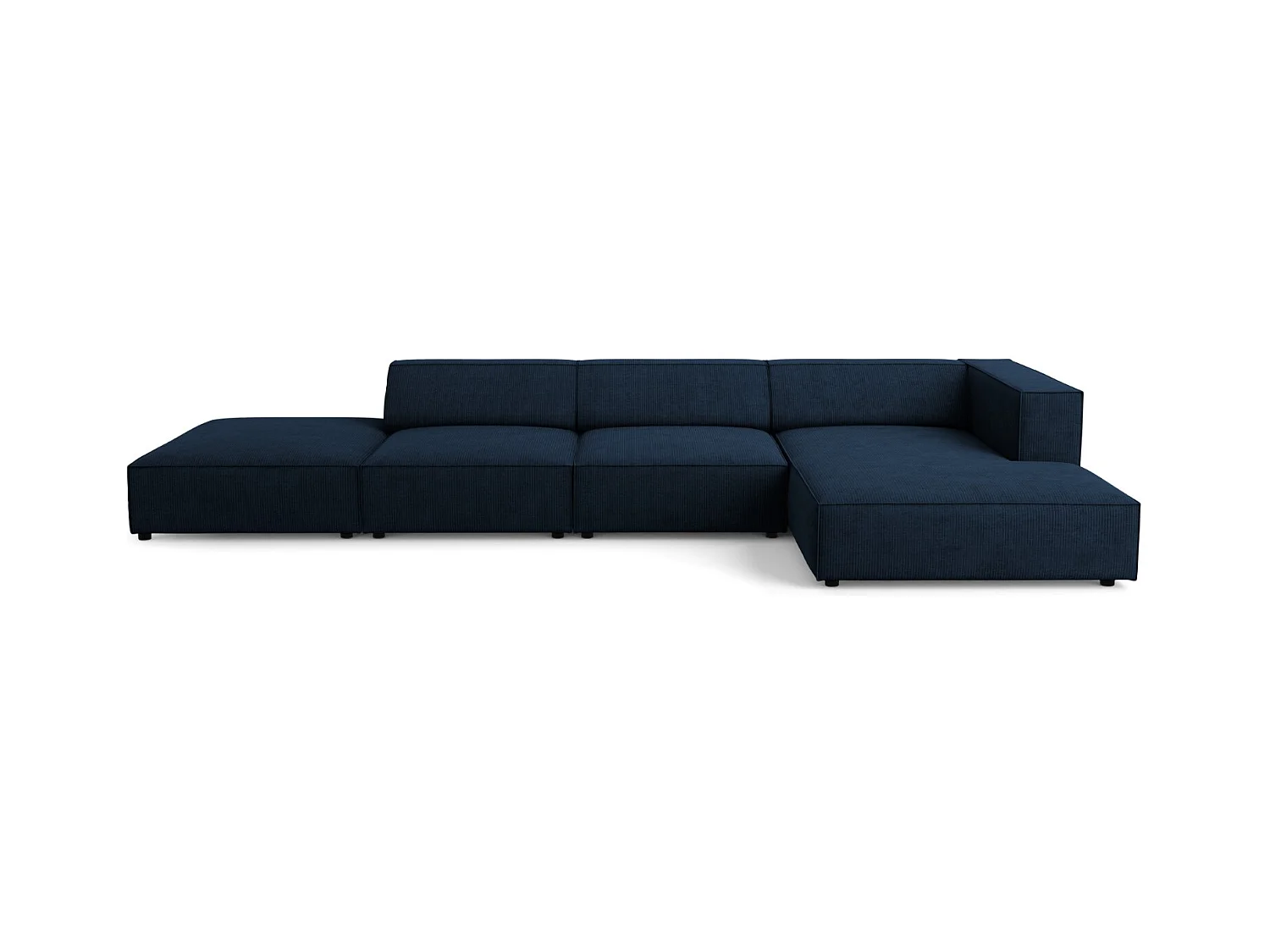Cosmopolitan Design - Rechter hoekbank "Arendal" 5 zitplaatsen, Chenille met ribbeleffect, Koningsblauw - 341x166x70cm