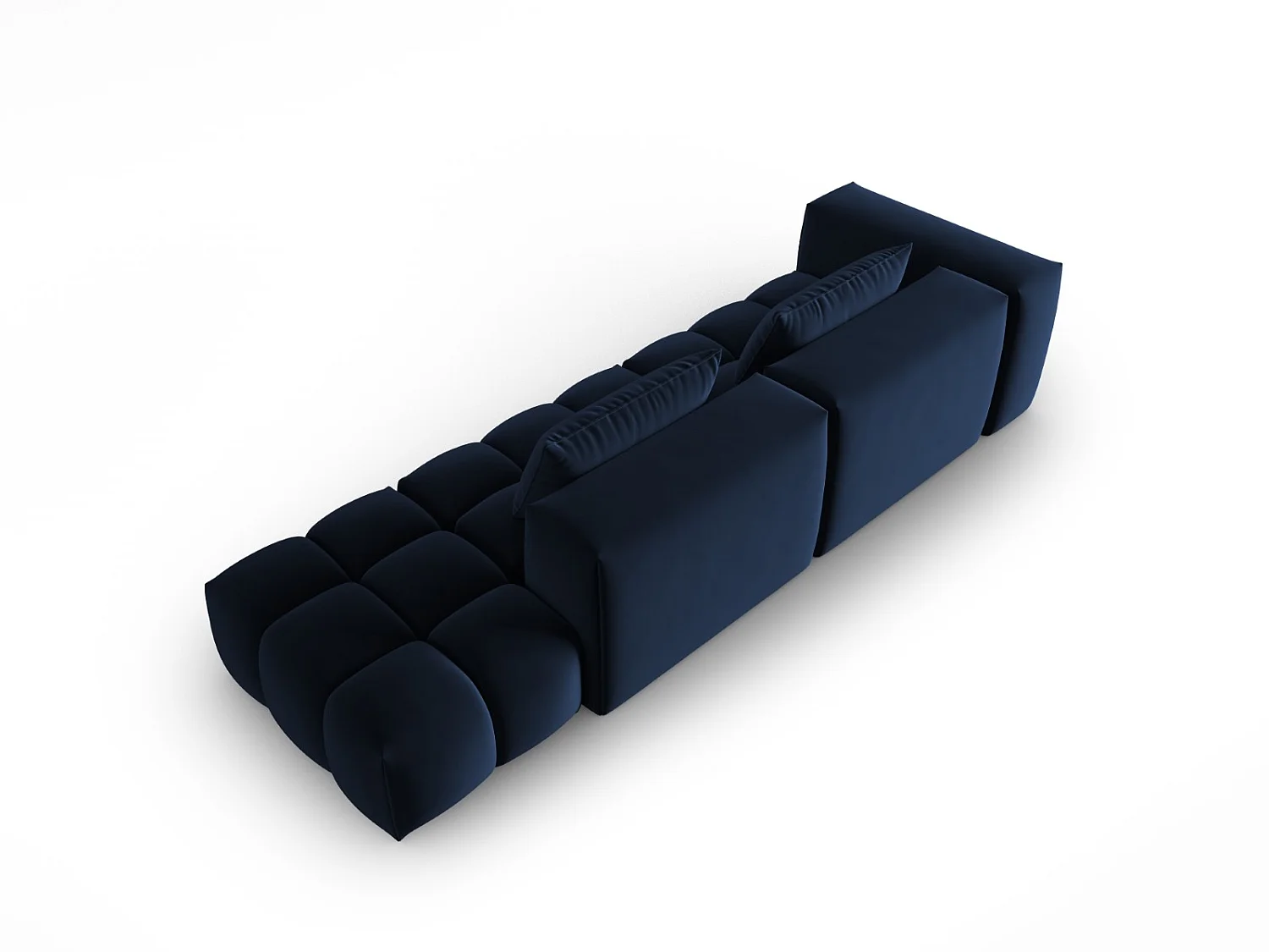 CXL by Christian Lacroix - Sofá modular derecho "Lorella" 3 plazas de terciopelo azul regio - 265x85x70cm