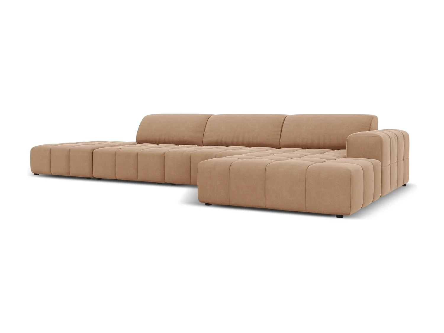 CXL by Christian Lacroix - 5-Sitzer Ecksofa rechts "Luc" Sitzer aus Samt dunkelbeige - 341x166x70cm