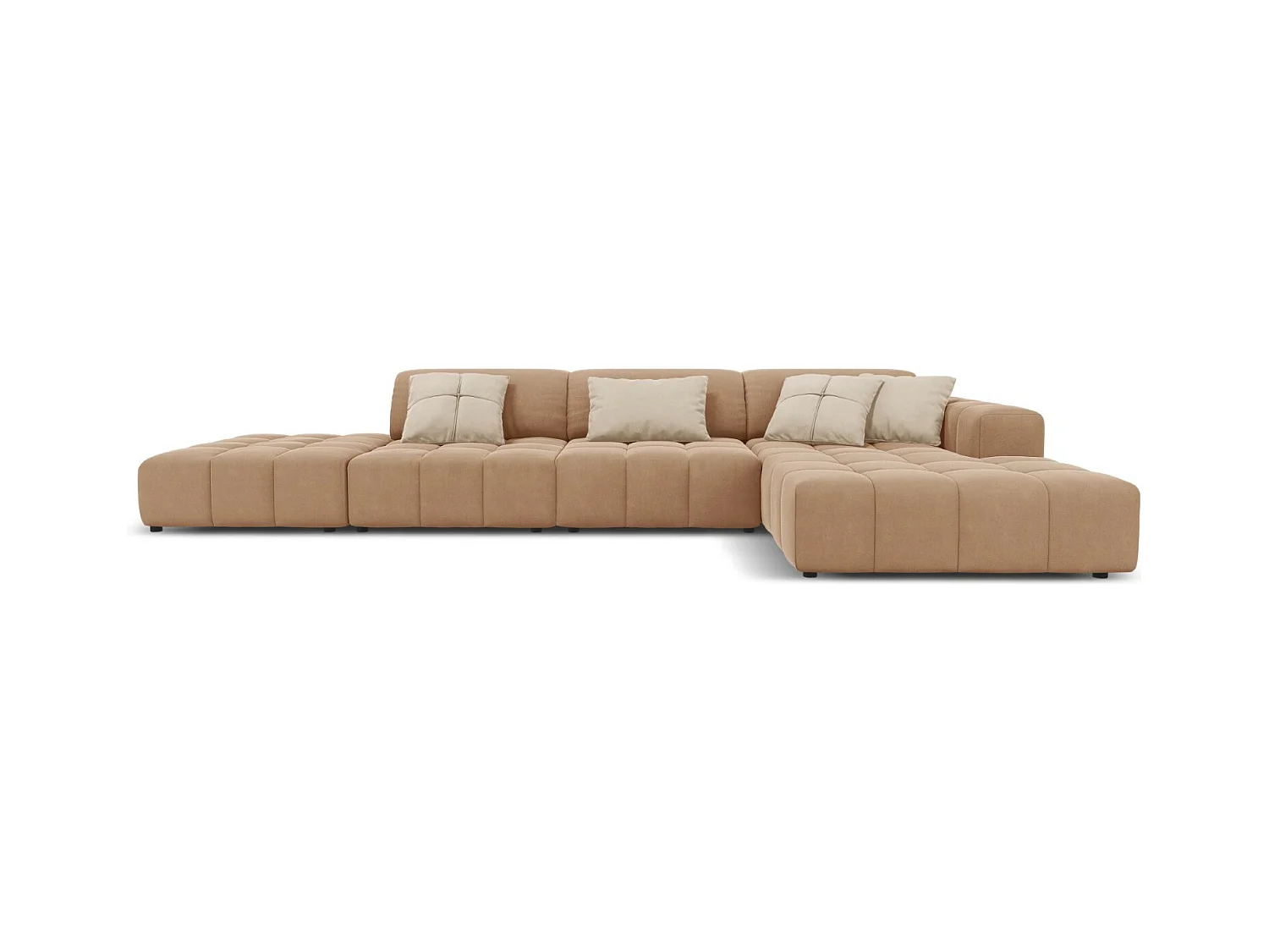 CXL by Christian Lacroix - Rechter hoekbank "Luc" 5 zitplaatsen, Flueel, Donkerbeige - 341x166x70cm