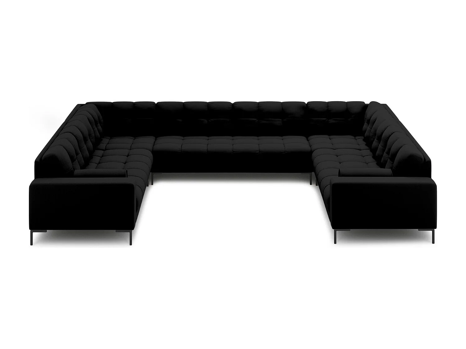 Cosmopolitan Design - Panoramische bank "Bali" 9 zitplaatsen, Structurele stof, Zwart - 327x256x75cm