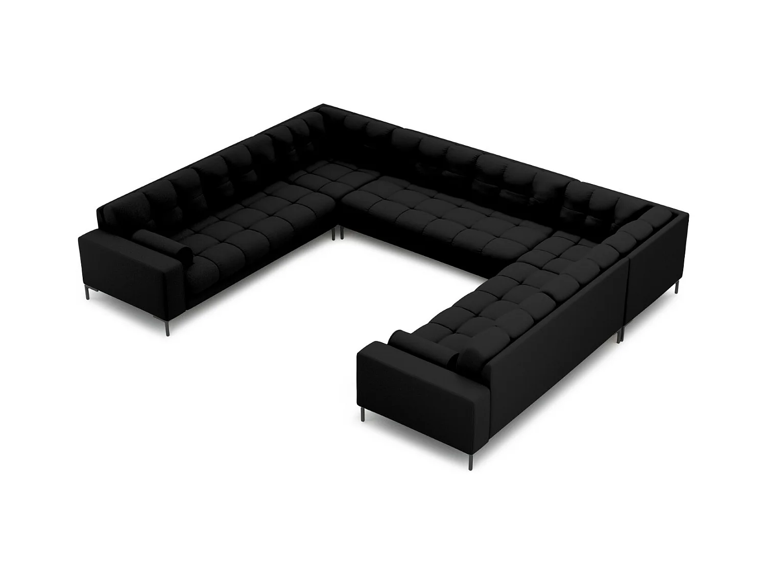 Cosmopolitan Design - Panoramische bank "Bali" 9 zitplaatsen, Structurele stof, Zwart - 327x256x75cm