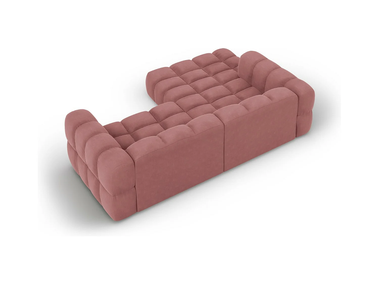 Cosmopolitan Design - Canapé d'angle gauche modulable "Sky" 3 places en velours saumon - 244x162x75cm