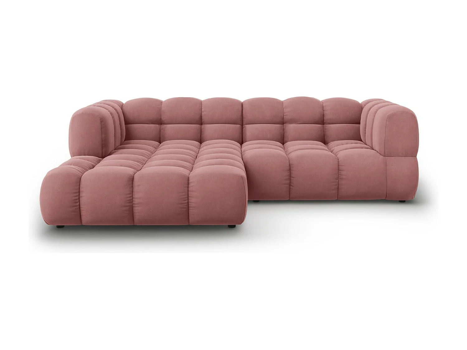 Cosmopolitan Design - Sofá modular de canto esquerdo "Sky" 3 lugares em veludo salmão - 244x162x75cm