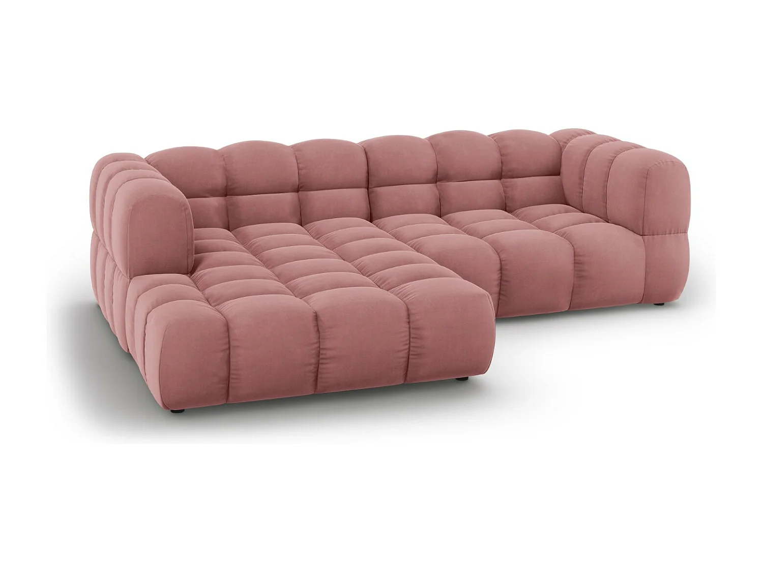 Cosmopolitan Design - Sofá modular de canto esquerdo "Sky" 3 lugares em veludo salmão - 244x162x75cm