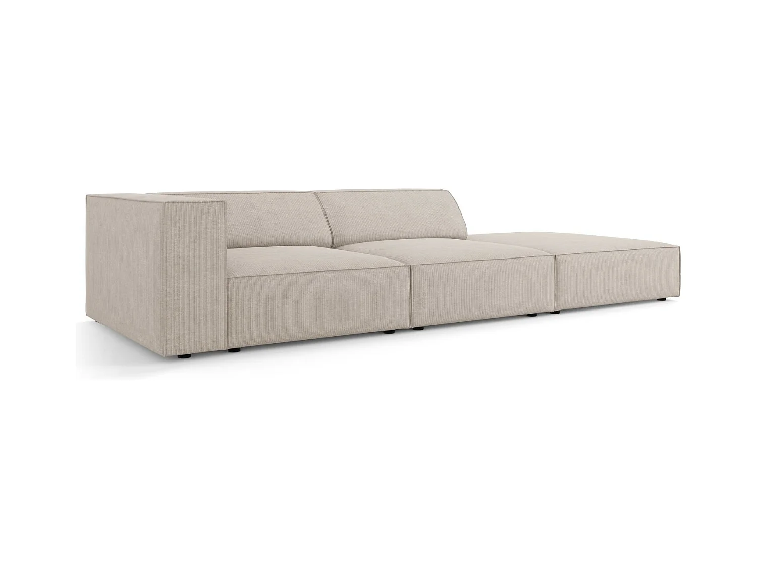 Cosmopolitan Design - Canapé droit "Arendal" 4 places en chenille avec un effet côtelé beige foncé - 262x102x70cm