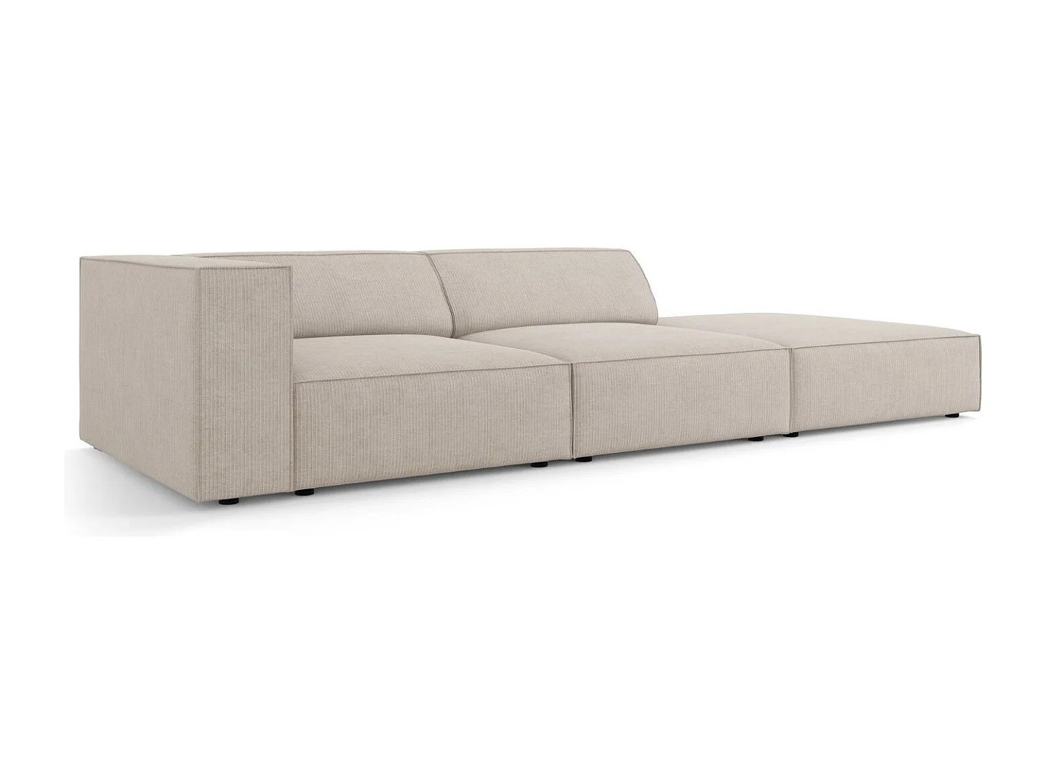 Cosmopolitan Design - Sofá direito "Arendal" 4 lugares em tecido chenille com efeito canelado bege escuro - 262x102x70cm