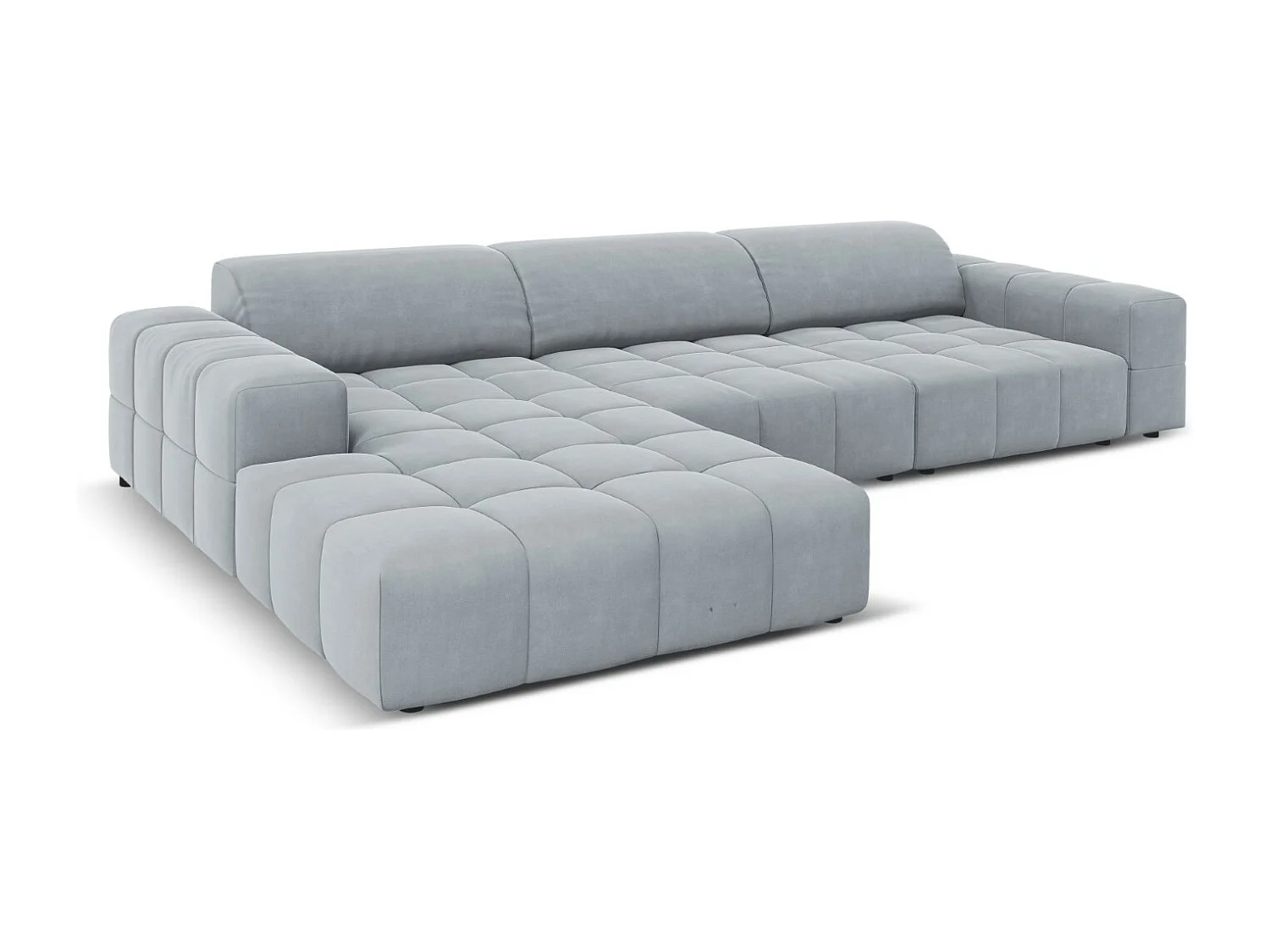 CXL by Christian Lacroix - Linker hoekbank "Luc" 4 zitplaatsen, Flueel, Lichtblauw - 284x166x70cm