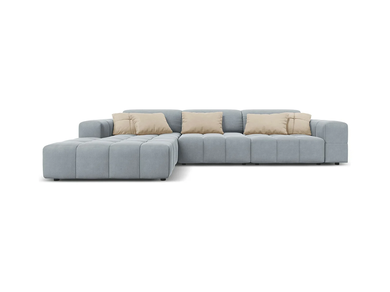 CXL by Christian Lacroix - Linker hoekbank "Luc" 4 zitplaatsen, Flueel, Lichtblauw - 284x166x70cm