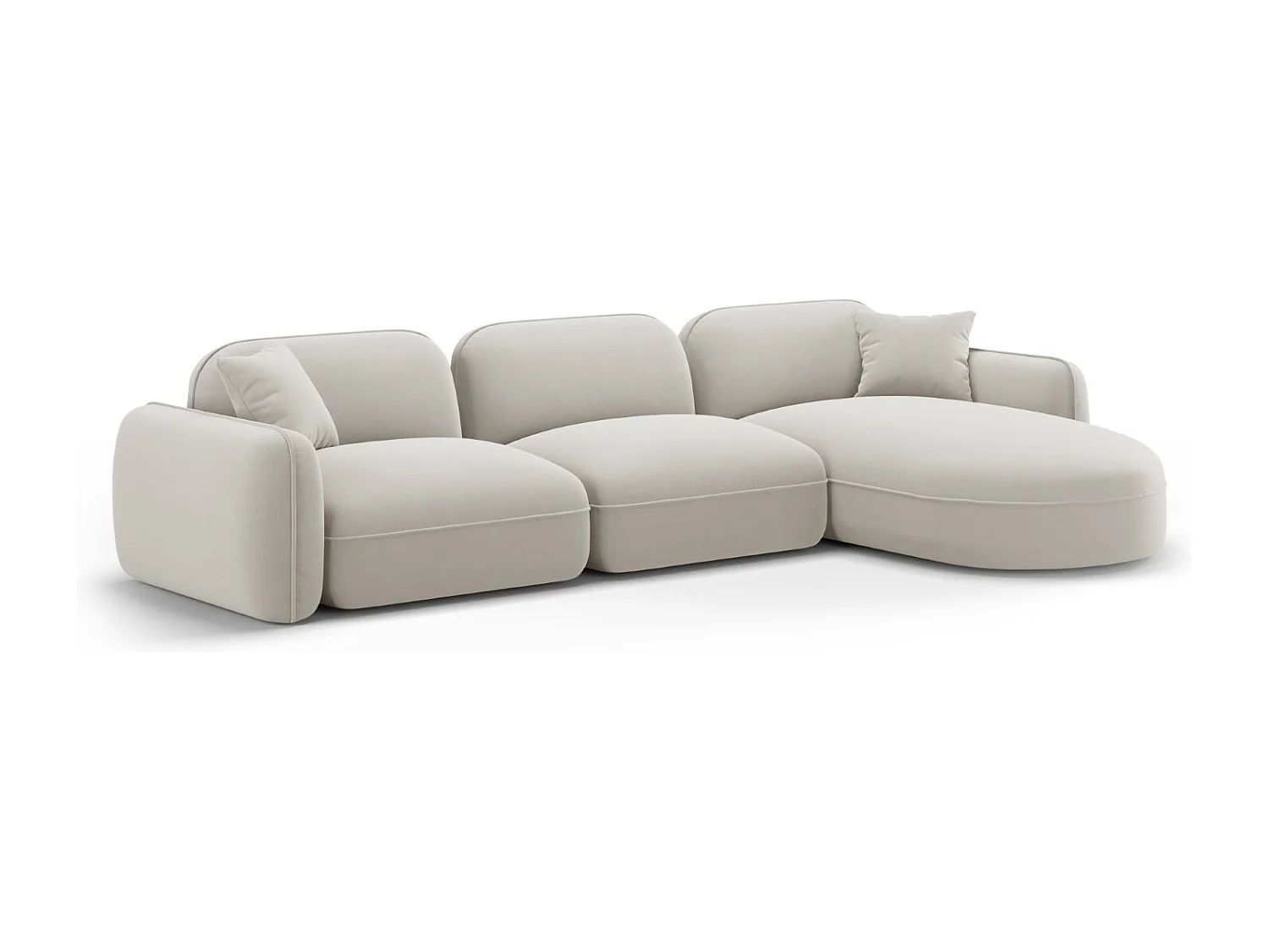CXL by Christian Lacroix - 4-Sitzer modulares Ecksofa rechts "Lucien" Sitzer aus Samt leichtes beige - 320x165x70cm