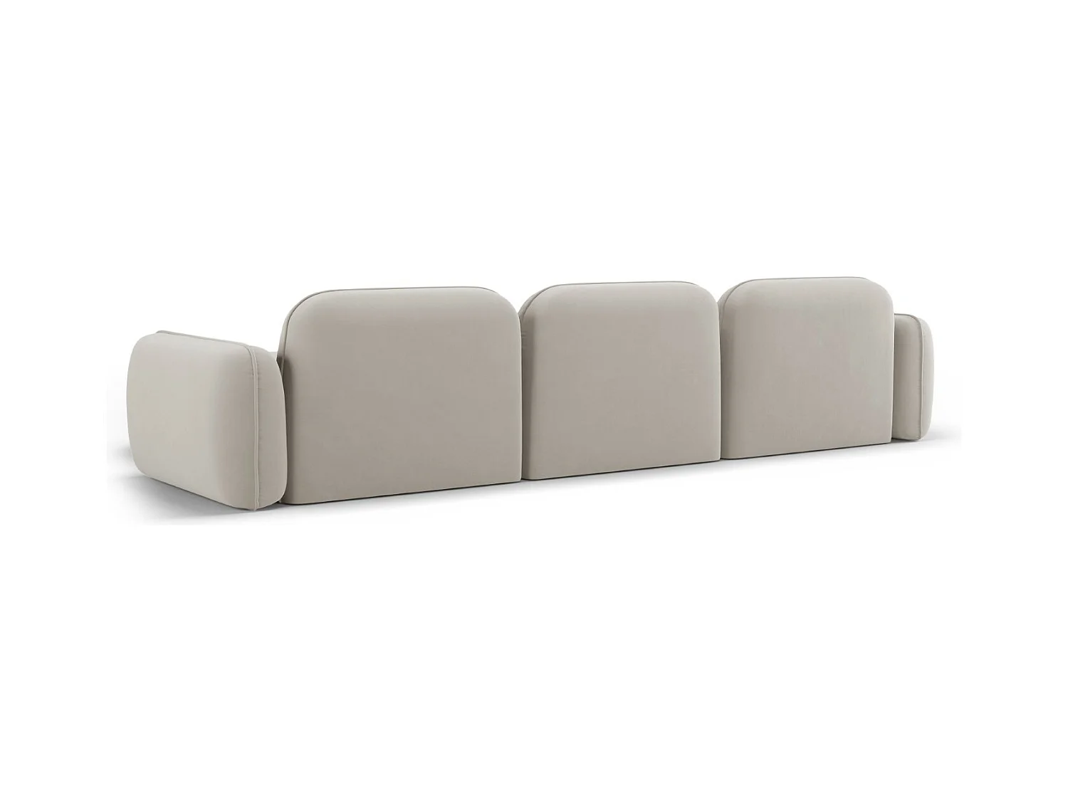 CXL by Christian Lacroix - Canapé d'angle droit modulable "Lucien" 4 places en velours beige clair - 320x165x70cm