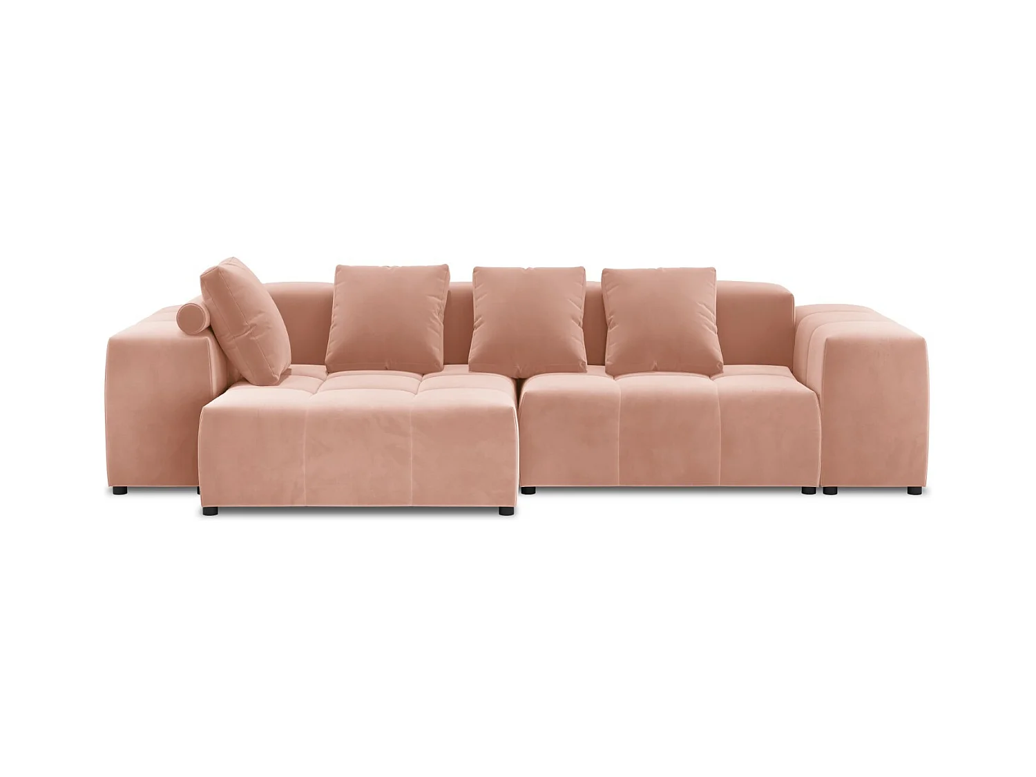 Cosmopolitan Design - Canapé d'angle symétrique modulable "Rome" 4 places en velours rose - 320x160x75cm