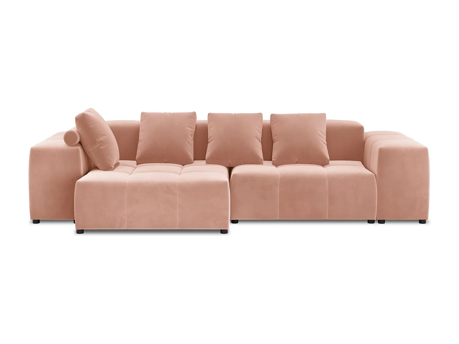 Cosmopolitan Design - Sofá de canto modular simétrico "Rome" 4 lugares em veludo rosa - 320x160x75cm
